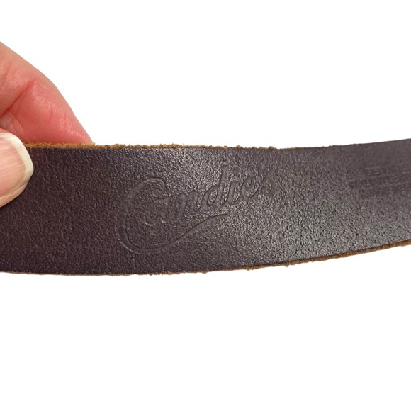 CANDIE’S Leather Belt Triple Ring Buckle Distressed Brown Y2K - Picture 8 of 8